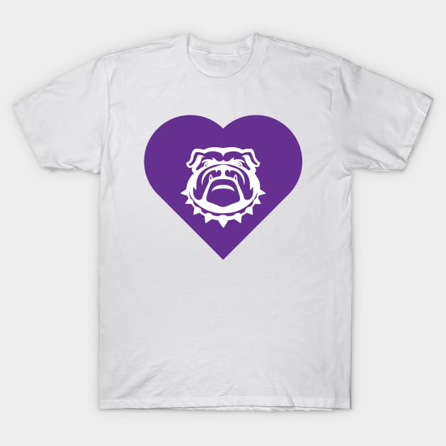Bulldog Mascot Cares Purple T-Shirt by College Mascot Designs